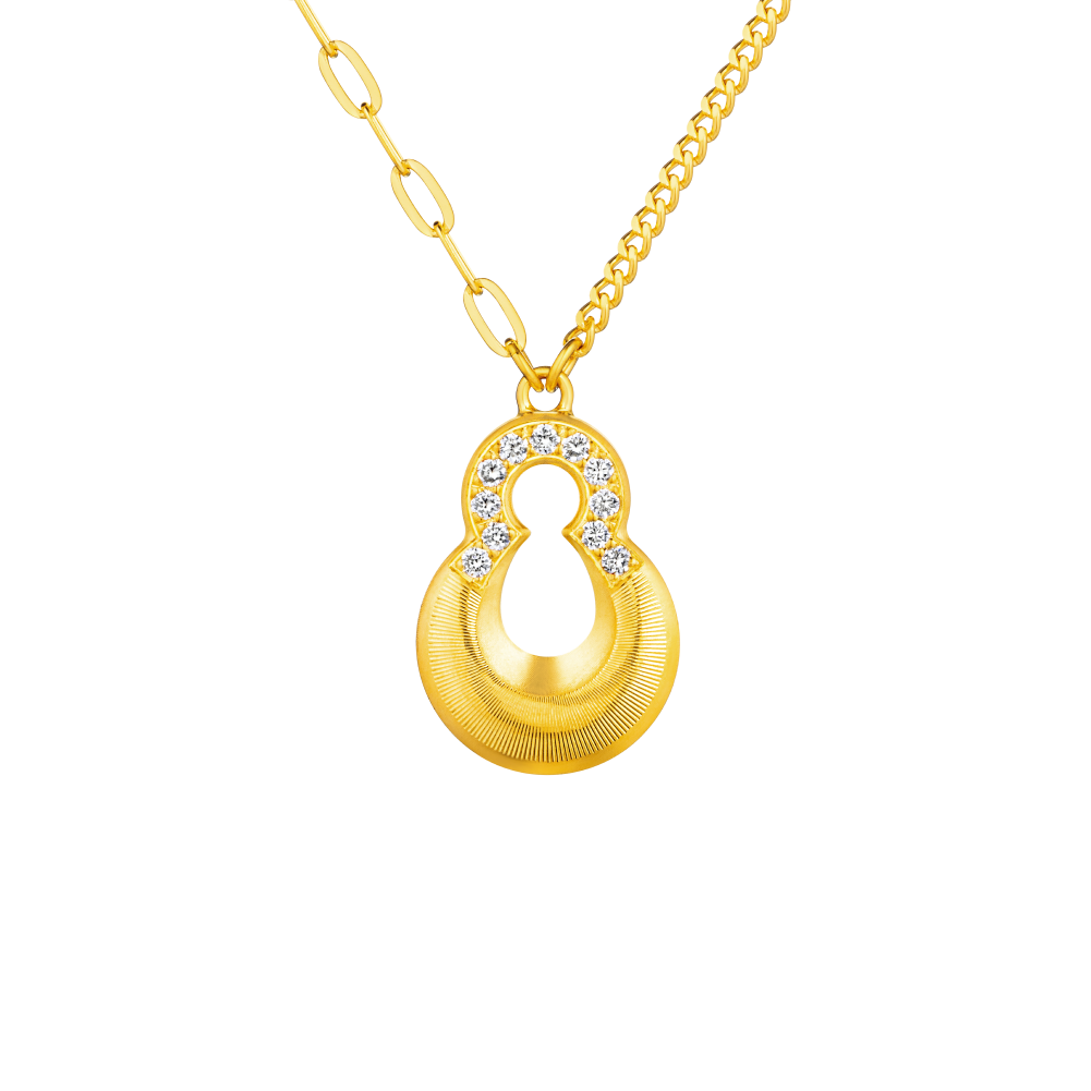 Goldstyle • X   "Shimmering Gourd" Gold Diamond Necklace 
