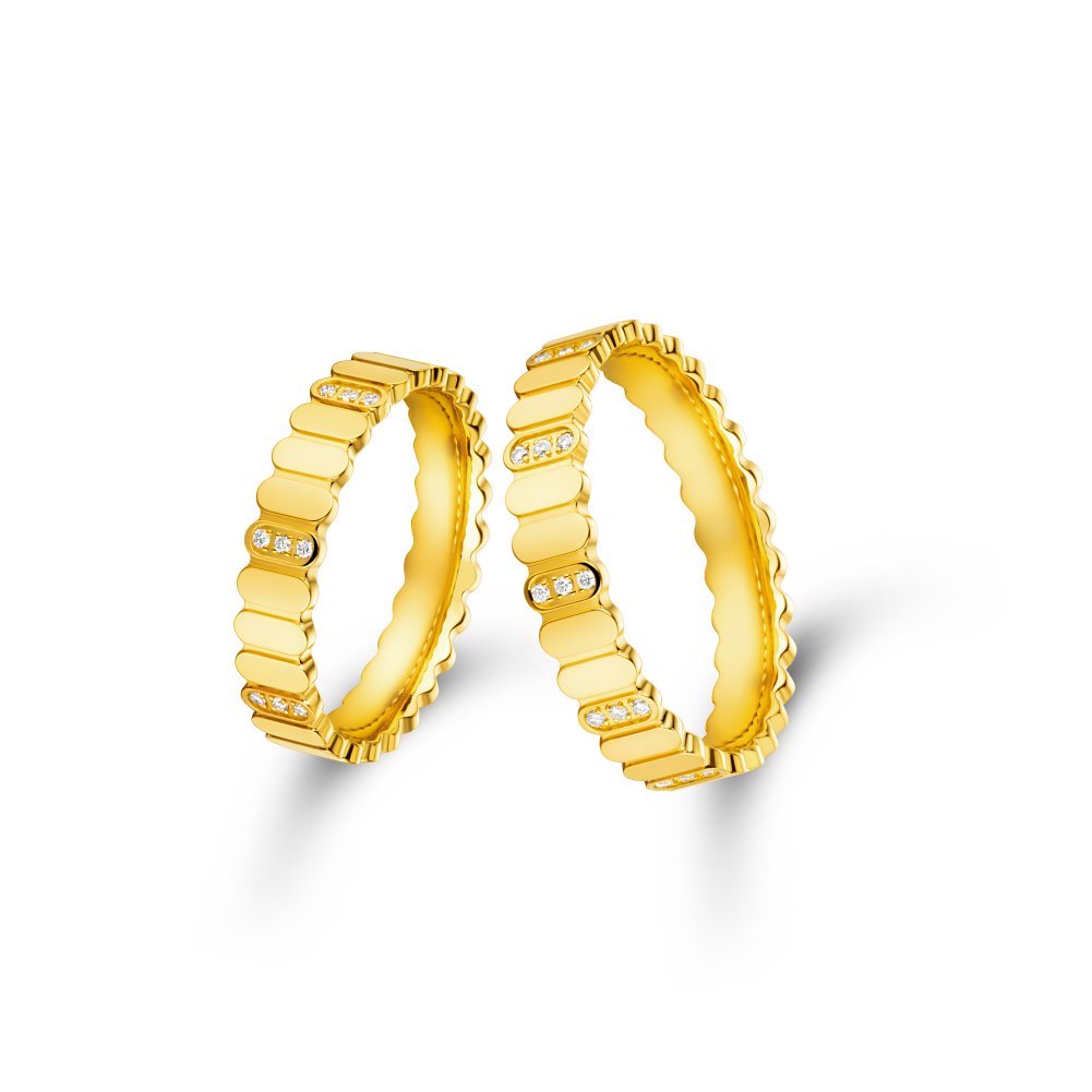 Goldstyle "Romantic Keys" Gold Diamond Couple Rings 
