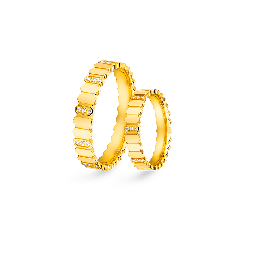 " One "key" love " Gold Diamond Couple Rings