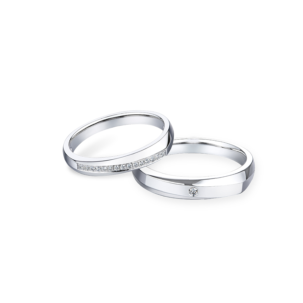 18K Gold Diamond Couple Rings
