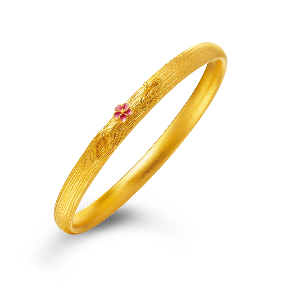 Heirloom Fortune Collection “Blossoming Plum Tree” Gold Bangle