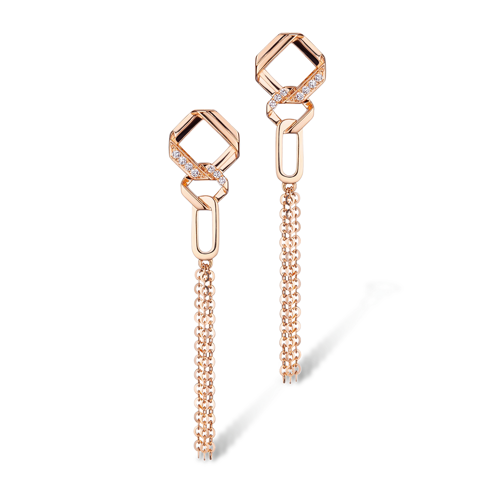 "Concentric Knot" 18K Gold Diamond Earrings