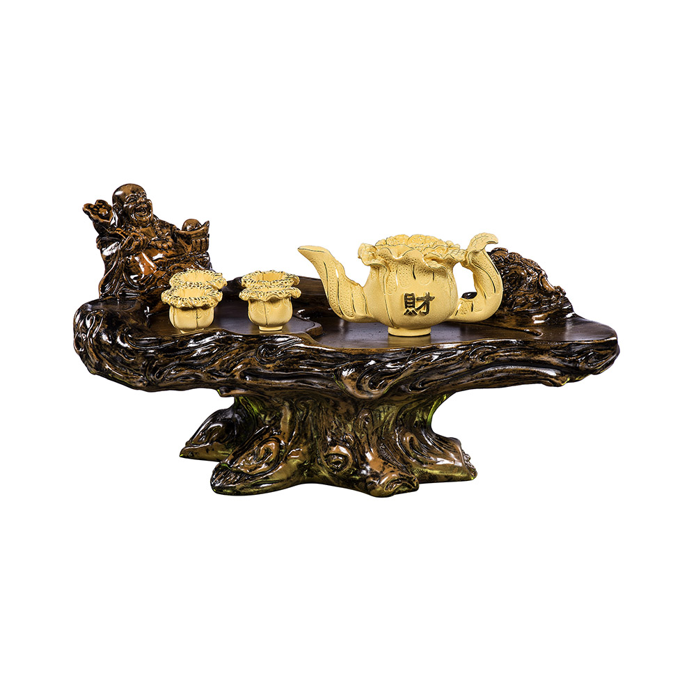 "Fortune Teapot Set" Gold Figurine