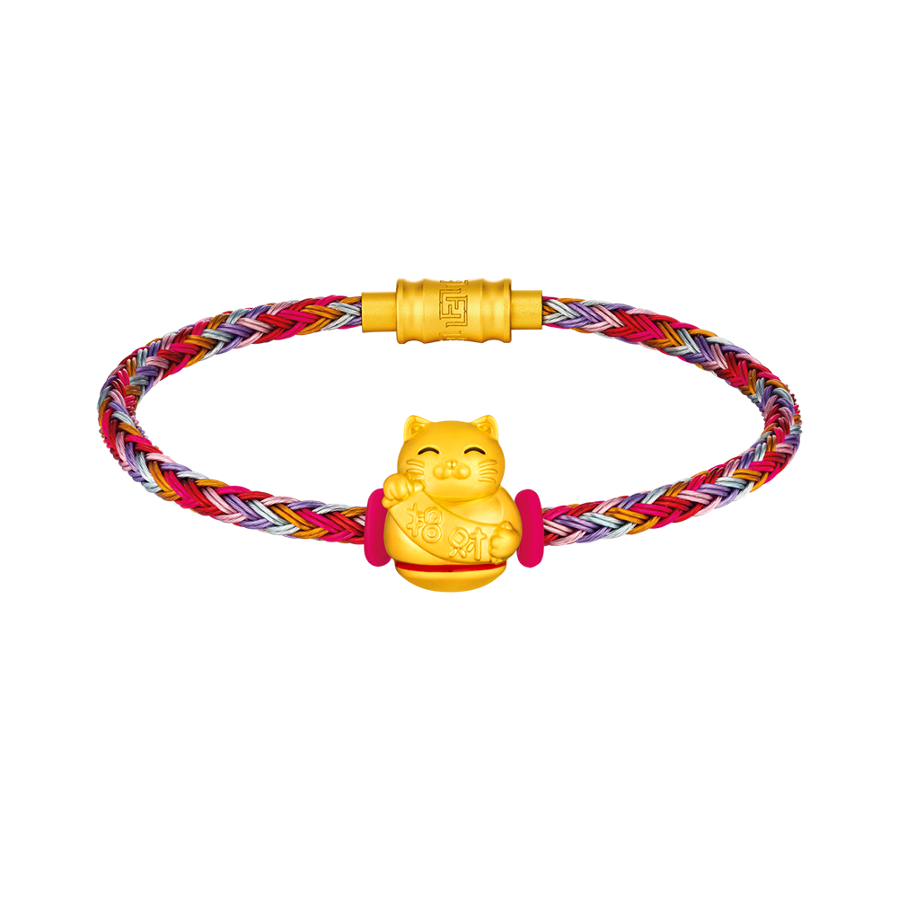 Heirloom Fortune Collection "Lucky Cat Tumbler" Gold Bracelet 