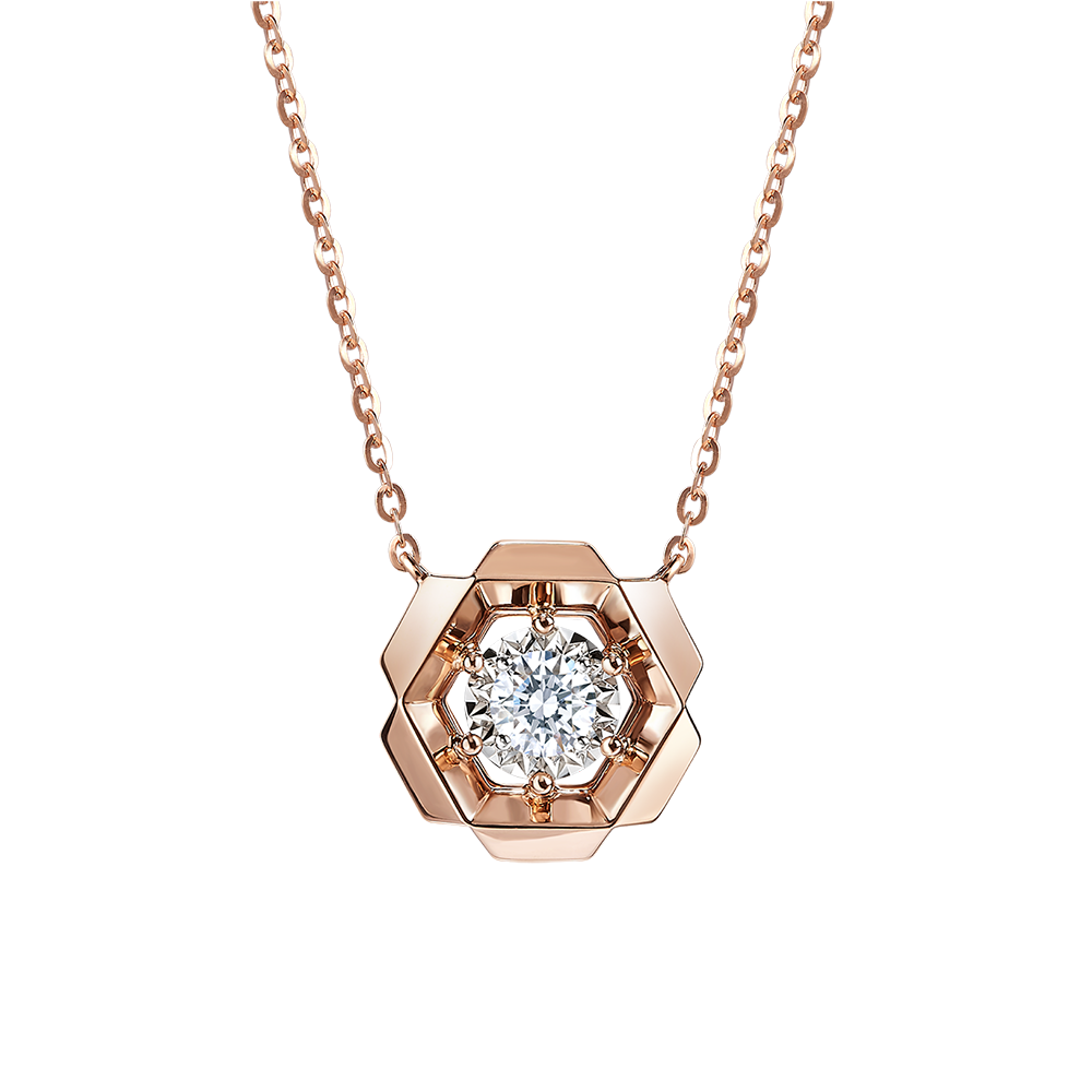 Hexicon 18K Gold Diamond Necklace(Shiny Setting)