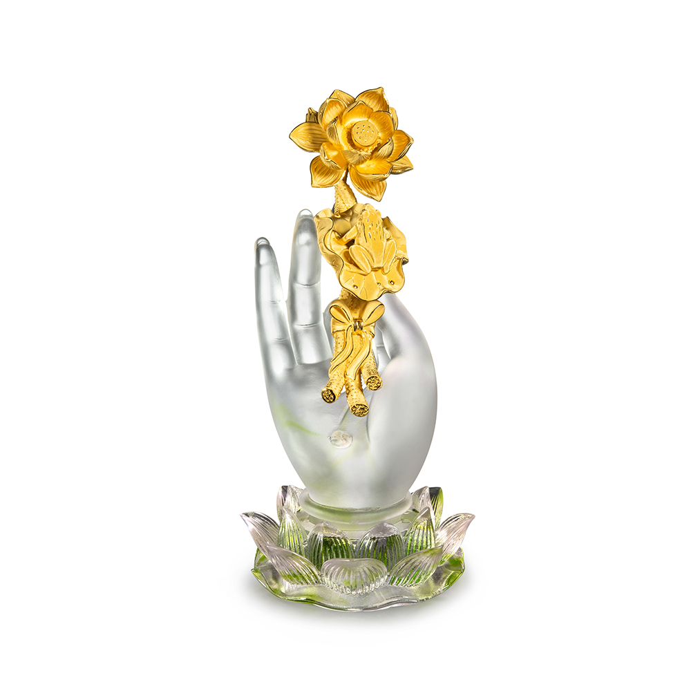 "Lotus with Wishes" Gold Figurine