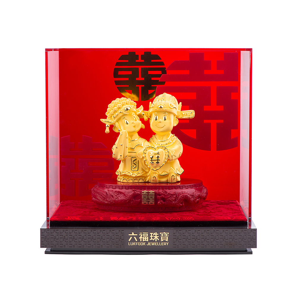 "Couple with Double Happiness" Gold Figurine