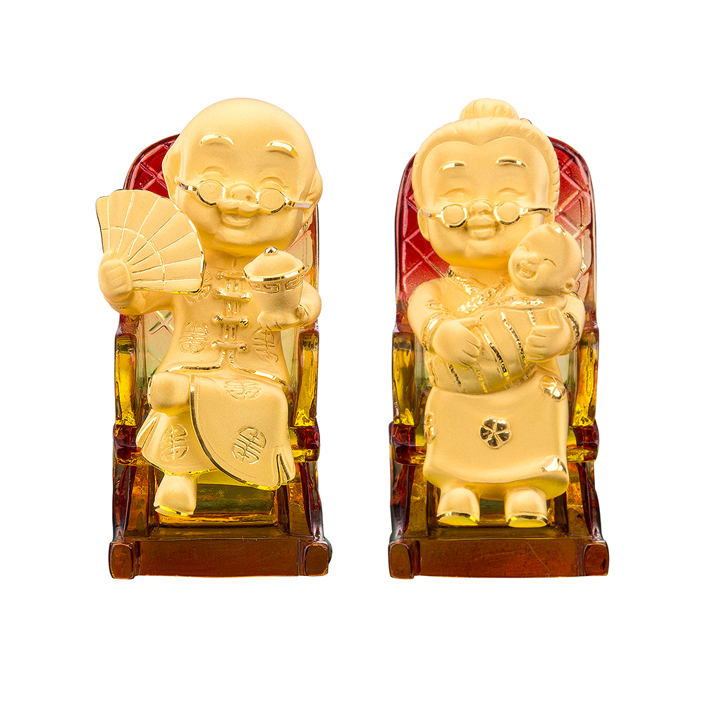 "Grandparents on the Chair" Gold Figurine