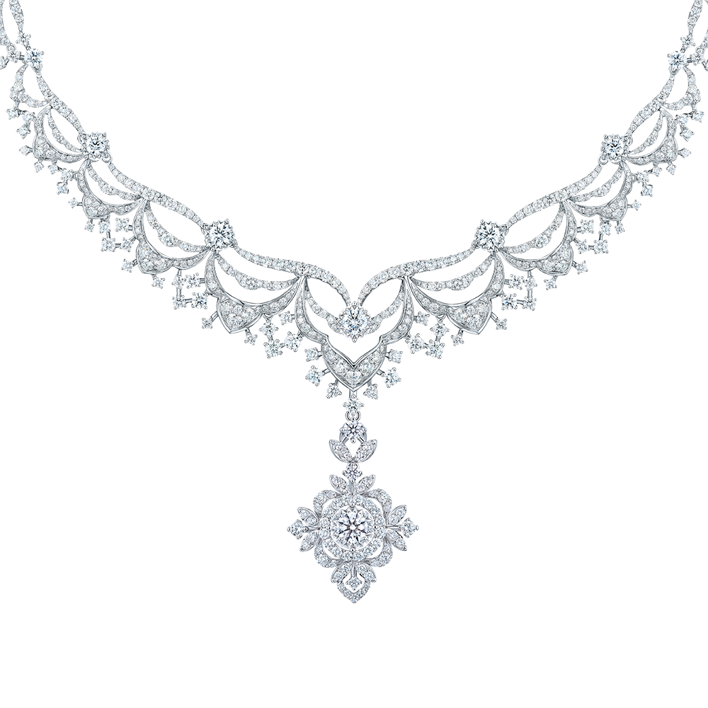 Wedding Collection" Cloud of Happiness"18K Gold Diamond Necklace