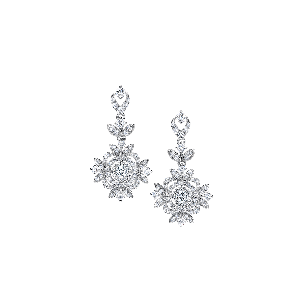 Wedding Collection"Cloud of Happiness"18K Gold Diamond Earrings