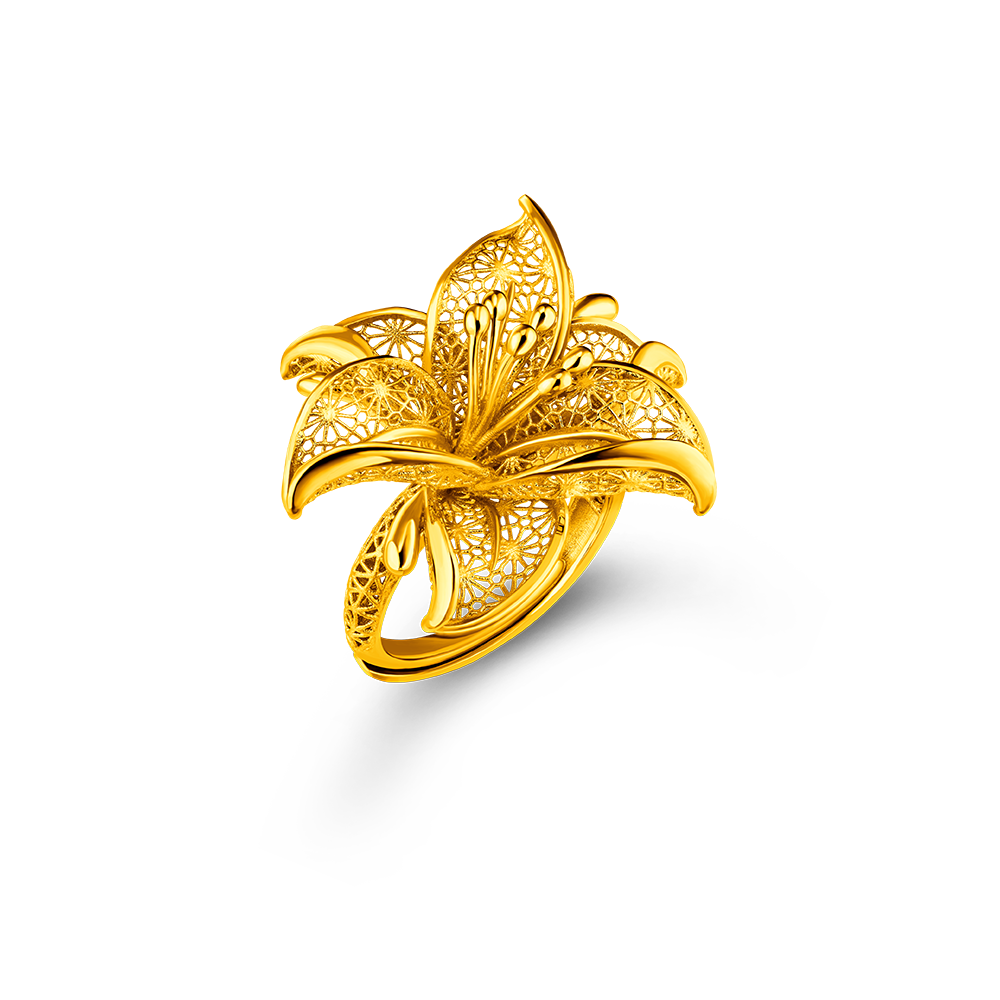 Beloved Collection"Blissful Lily"Gold Ring