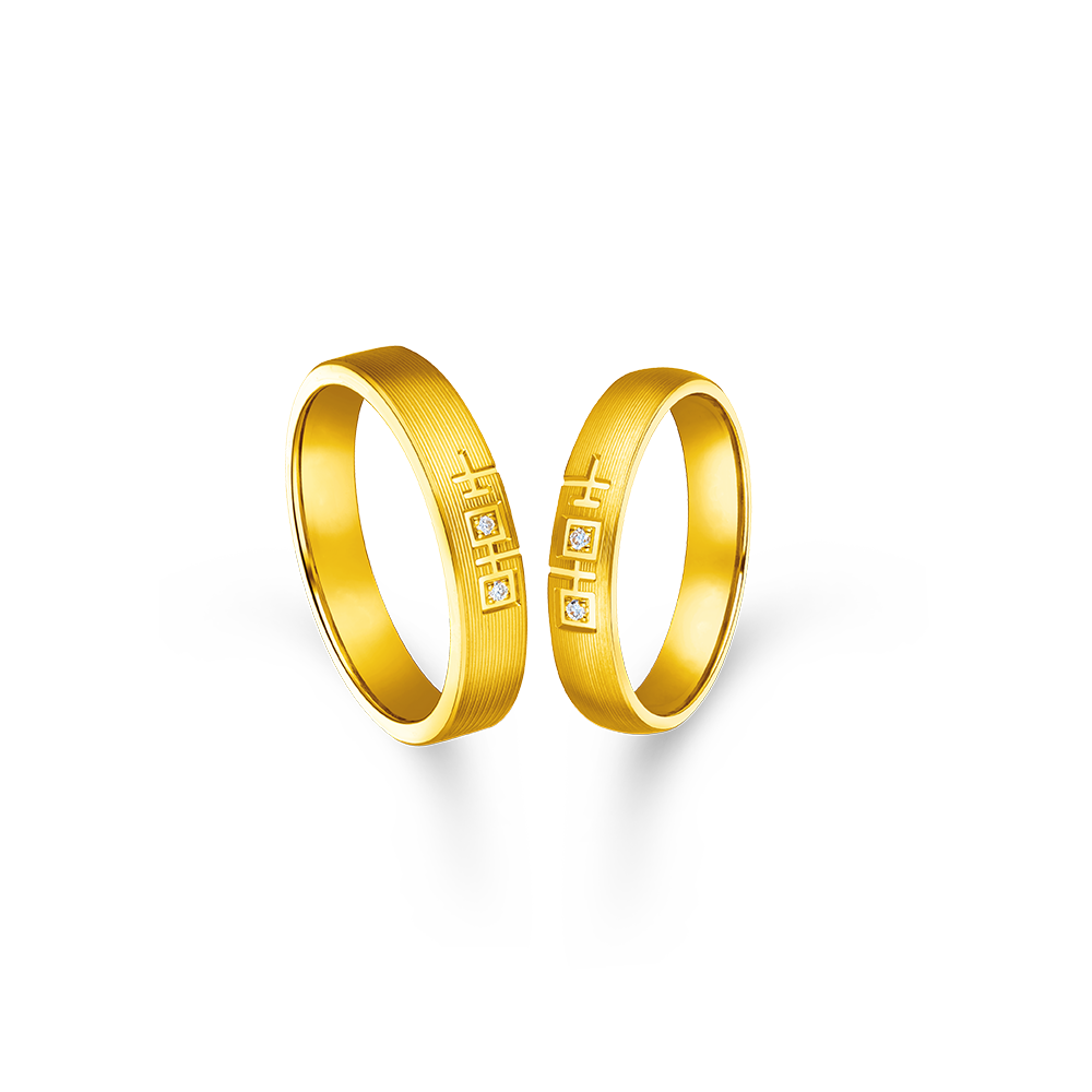 Goldstyle•X"Lifelong Commitment " Gold Diamond Wedding Rings