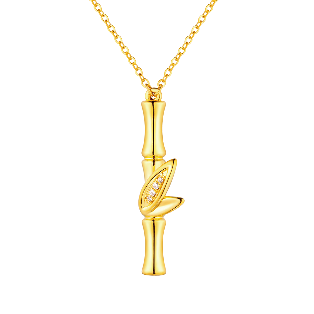 Goldstyle•X"Wishes with Bamboo" Gold Diamond Necklace