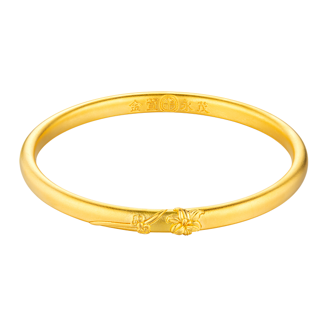 Heirloom Fortune Collection "Fortune Daylily–Evergreen" Gold Bangle