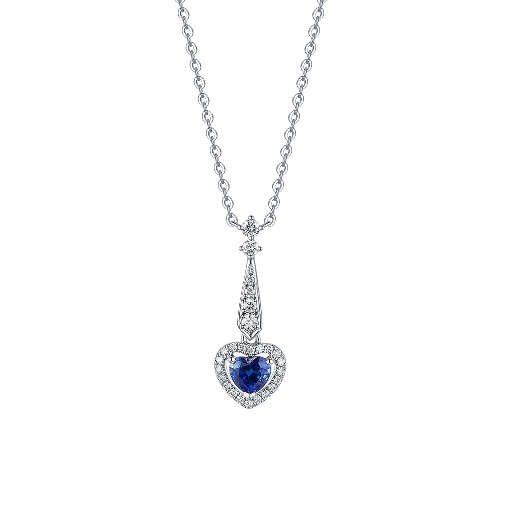 "Glittering Treasure"18K Gold Sapphire and Diamond Necklace 