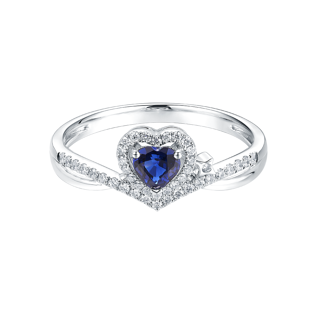 "Glittering Treasure"18K Gold Sapphire and Diamond Ring