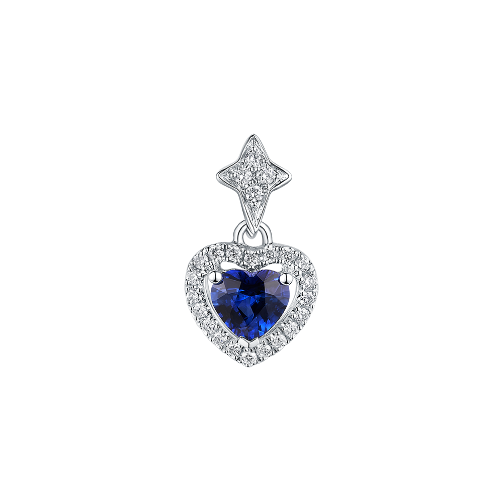 "Glittering Treasure "18K Gold Sapphire and Diamond Pendant