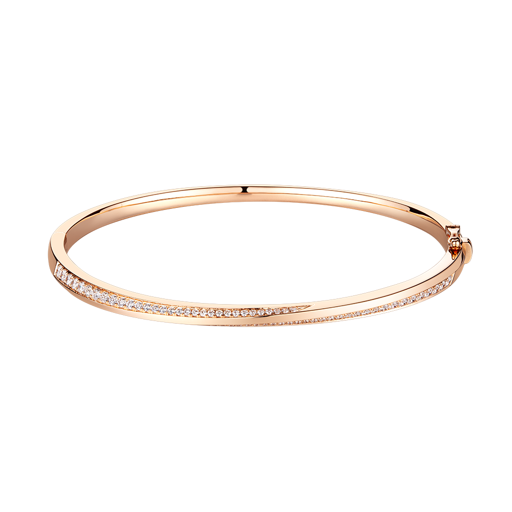 "The Beauty of Lines"18K  Gold Diamond Bangle(Available in White/Red/Yellow 18K Gold)