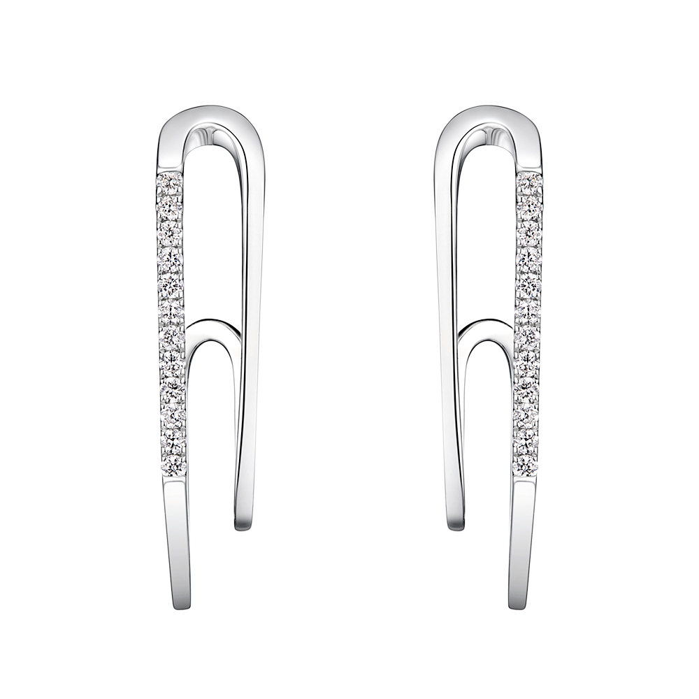 "The Beauty of Lines"18K  Gold Diamond Earrings(Available in White/Red/Yellow 18K Gold)