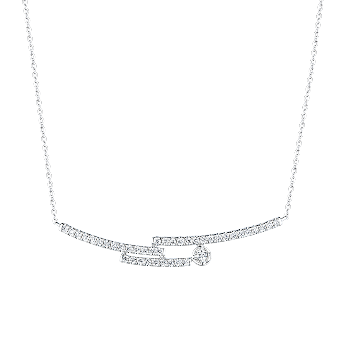 "The Beauty of Lines"18K  Gold Diamond Necklace(Available in White/Red/Yellow 18K Gold)