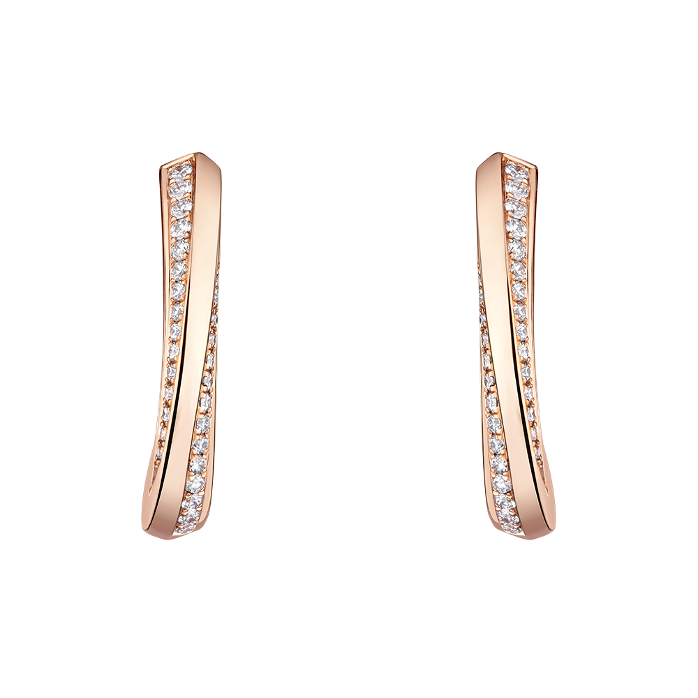 "The Beauty of Lines"18K Gold Diamond Earrings(Available in White/Red/Yellow 18K Gold)