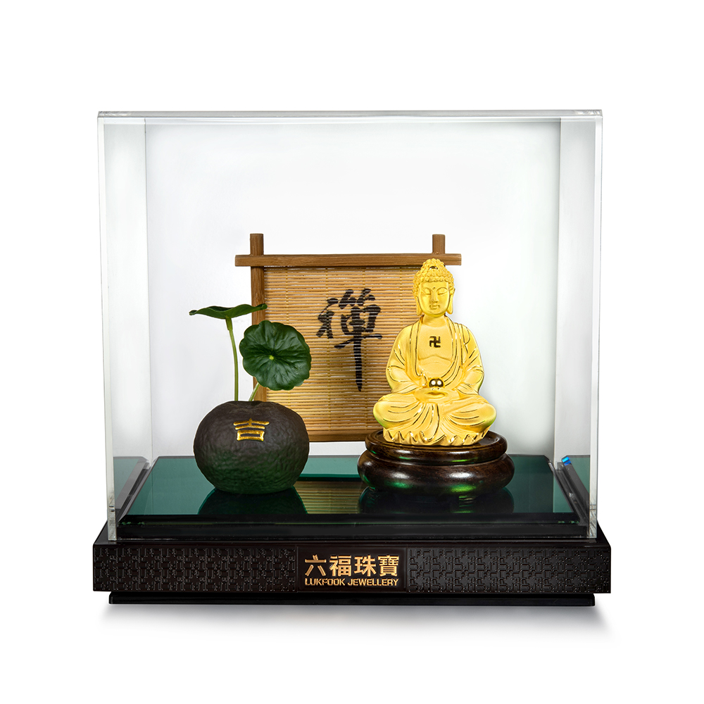 "Buddha on Lotus" Gold Figurine
