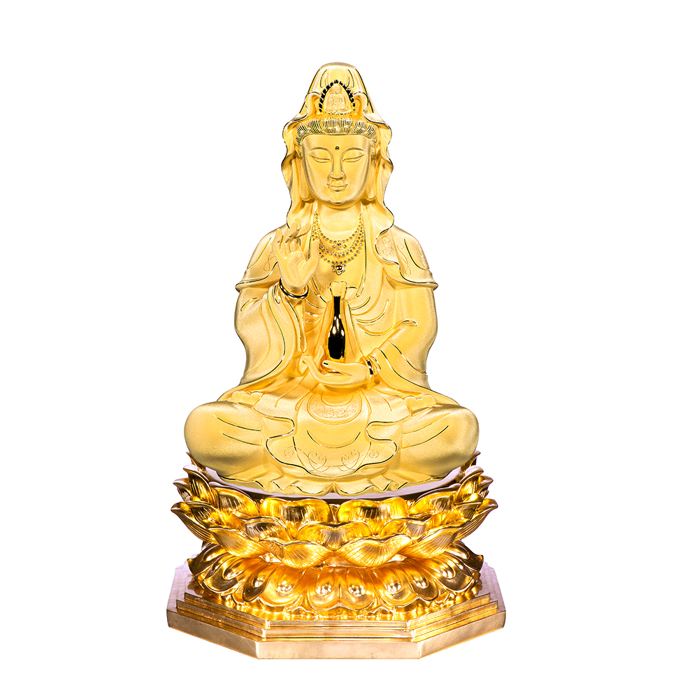 "Guanyin on Lotus Base" Gold Figurine