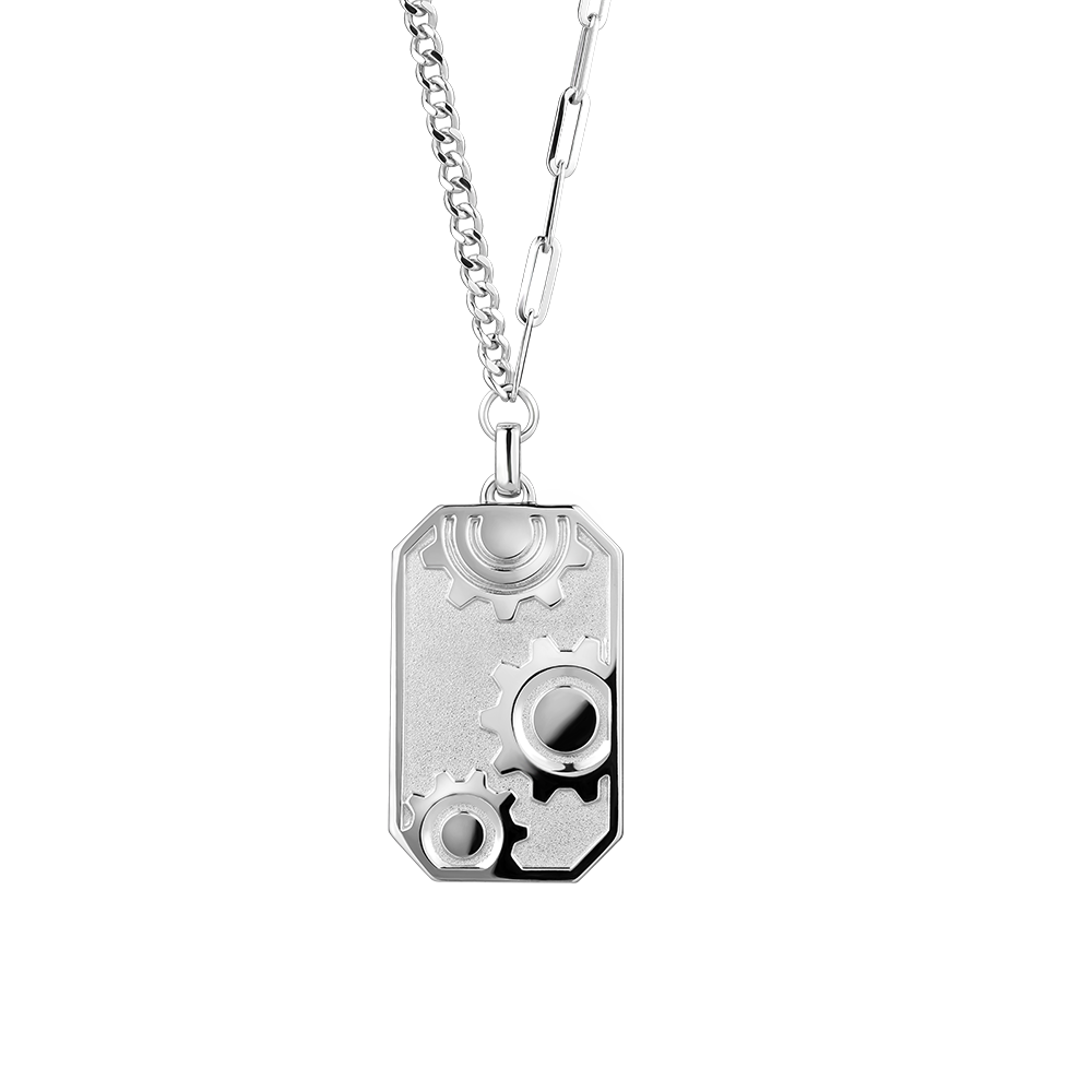 CCool Collection "Gear of Happiness" Platinum Necklace