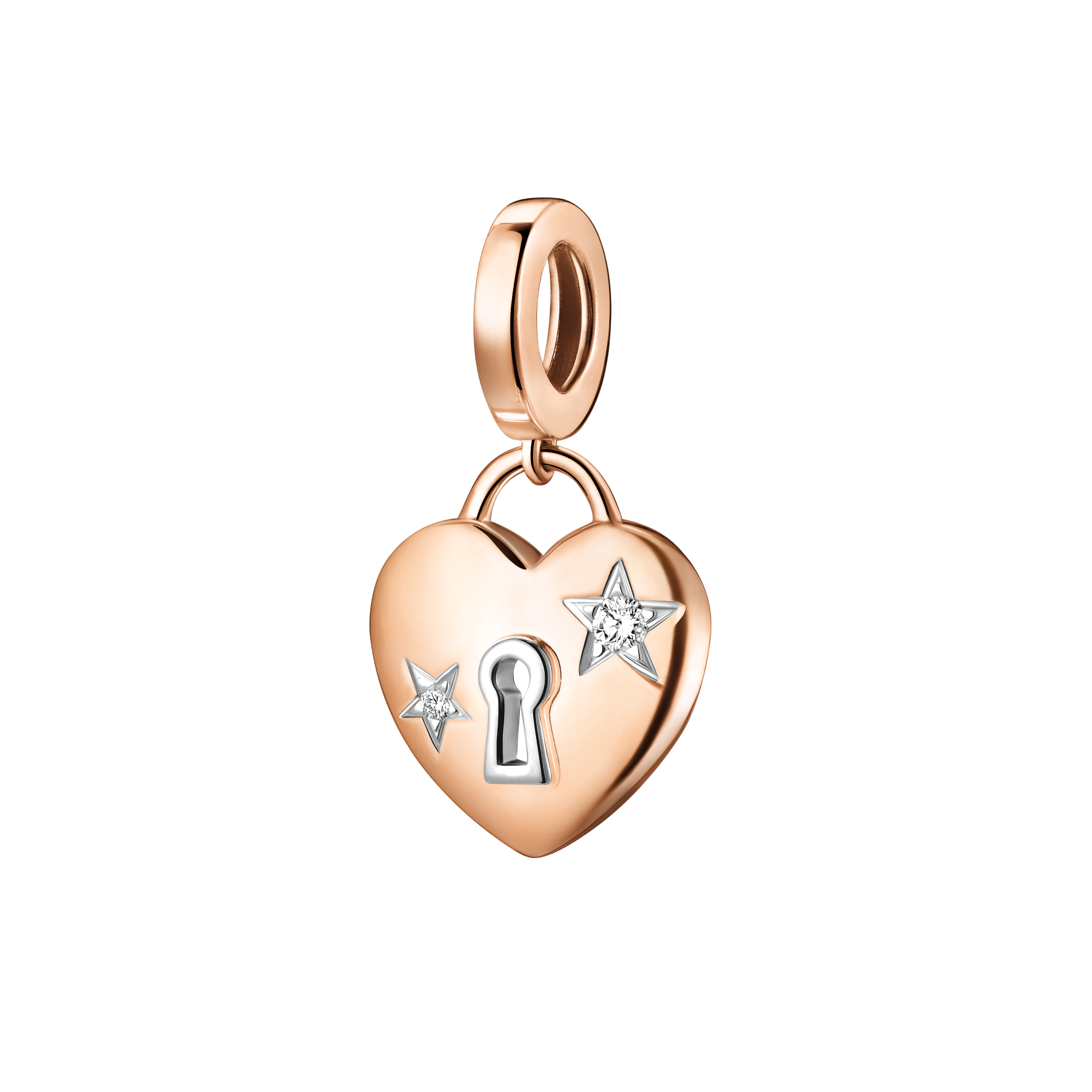 “Heart Lock” 18K Gold Diamond Charm