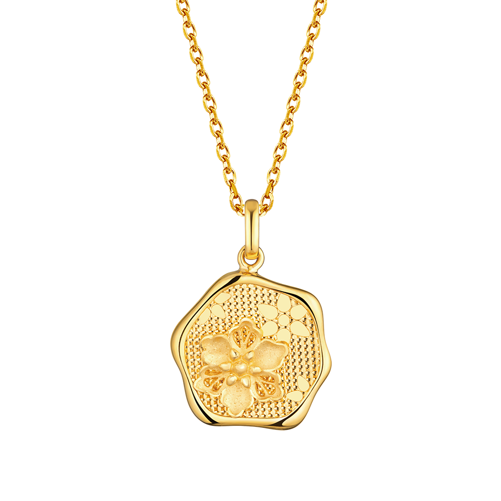 Goldstyle " Twelve Flora-Crape Myrtle " Gold Pendant