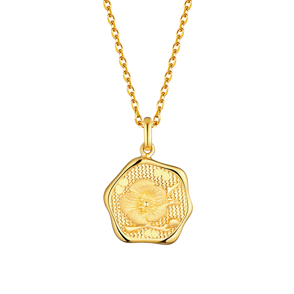 Goldstyle " Twelve Flora-Hibiscus " Gold Pendant
