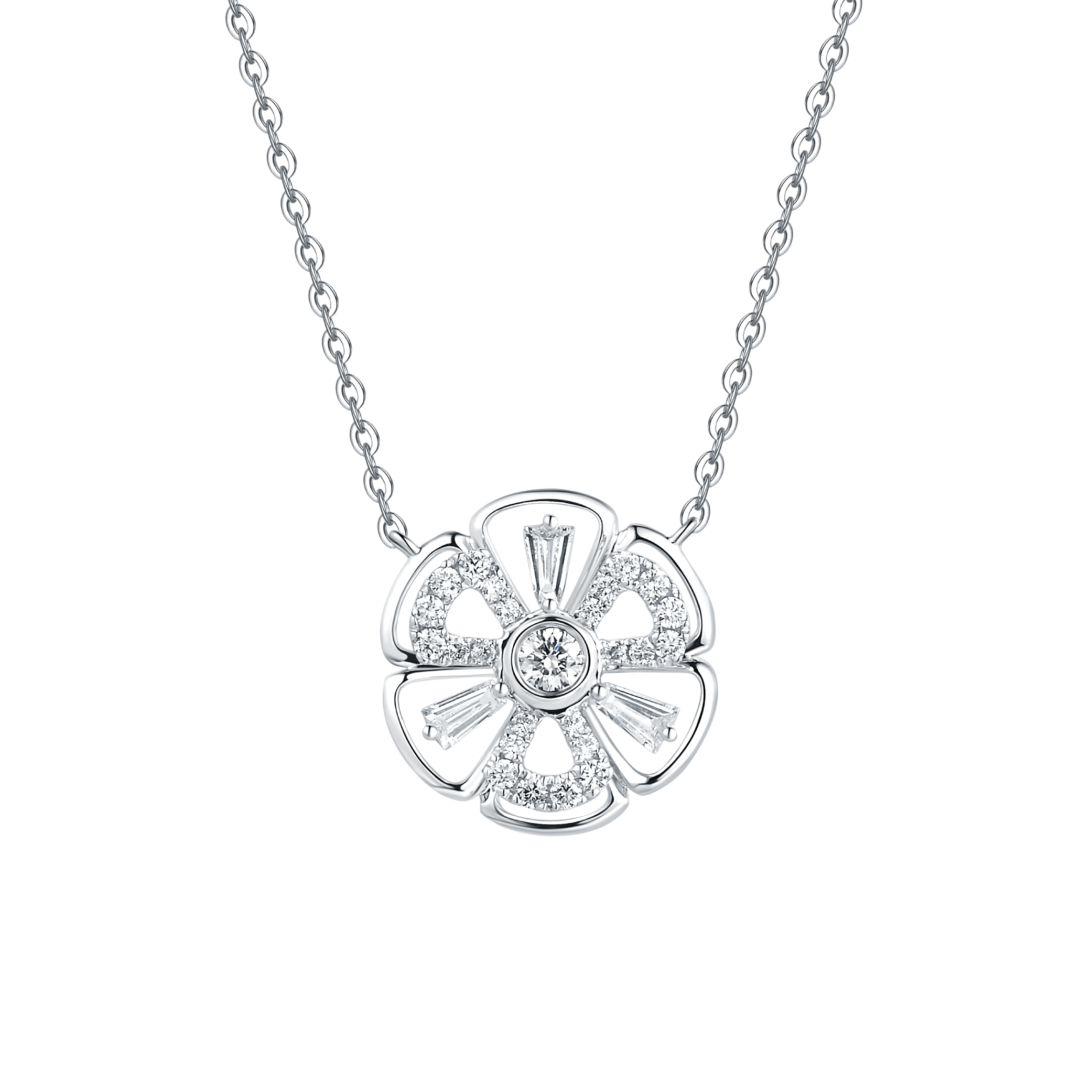 "Brilliant Flower"18K Gold Diamond Necklace