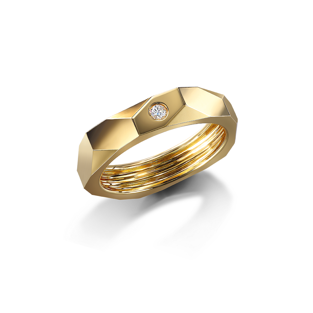 Hexicon 18K (Yellow/White/Red) Gold Diamond Ring
