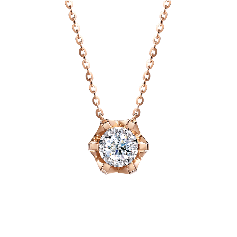 Hexicon 18K Gold Rectangular Prongs Diamond Necklace (Shiny Setting)