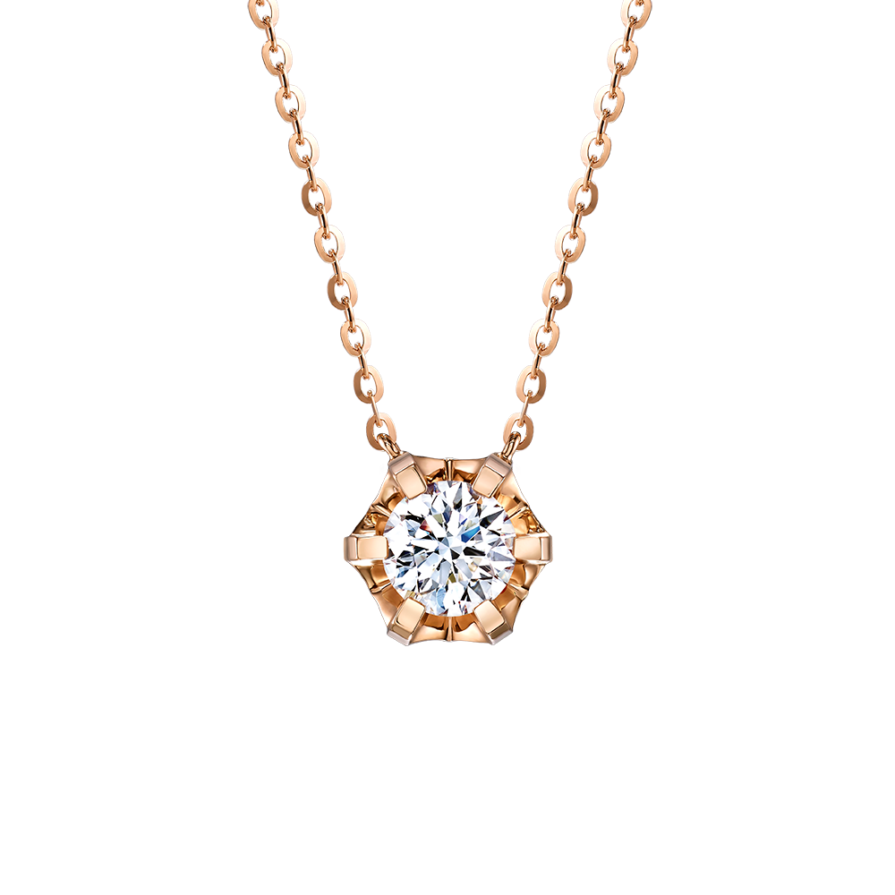 Hexicon 18K Gold Rectangular Prongs Diamond Necklace (Basic Setting)