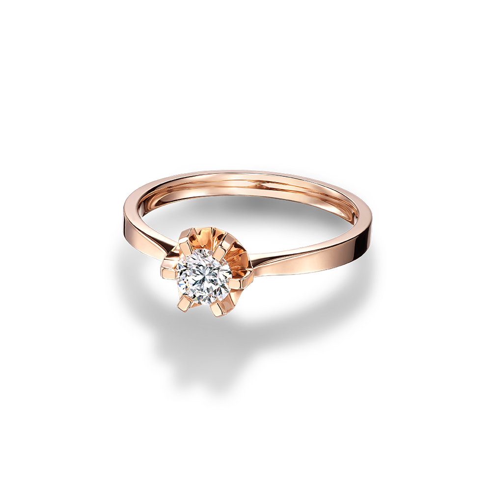 Hexicon 18K Gold Rectangular Prongs Diamond Ring (Basic Setting)