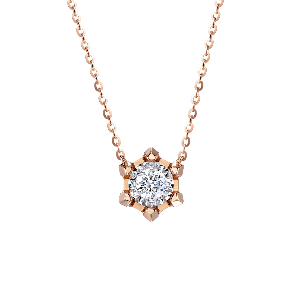 Hexicon 18K Gold Triangle Prongs Diamond Necklace (Shiny Setting)