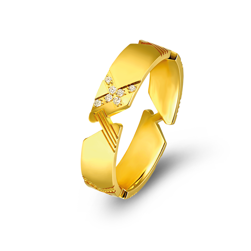 Goldstyle•X"幸福無限"黃金鑽石戒指 (男) 