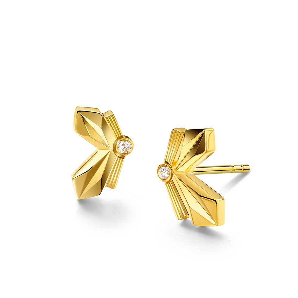 Goldstyle•X "Dancing Butterfly" Gold Diamond Earrings