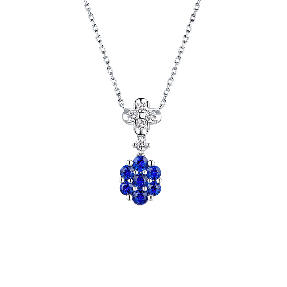 18K Gold Sapphire and Diamond Necklace