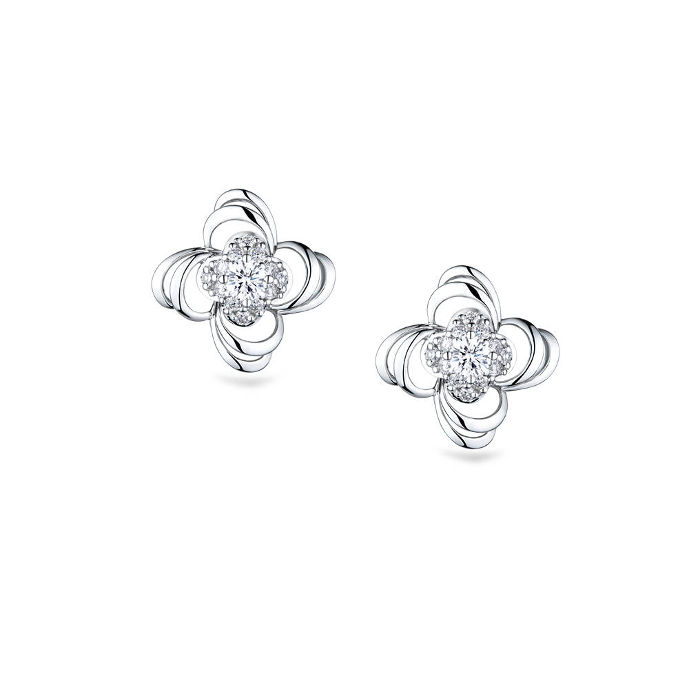 “Convergence of Love”18K Gold Diamond Earrings