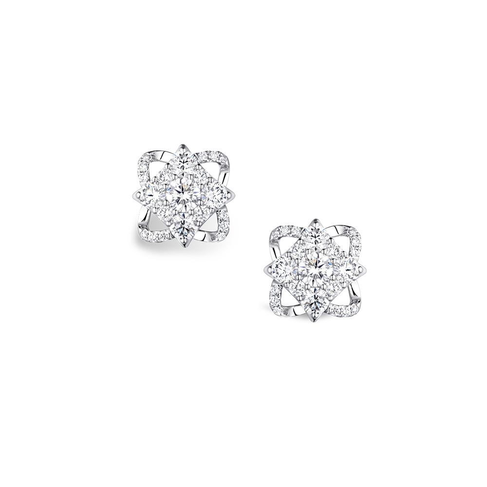 “Convergence of Love”18K Gold Diamond Earrings