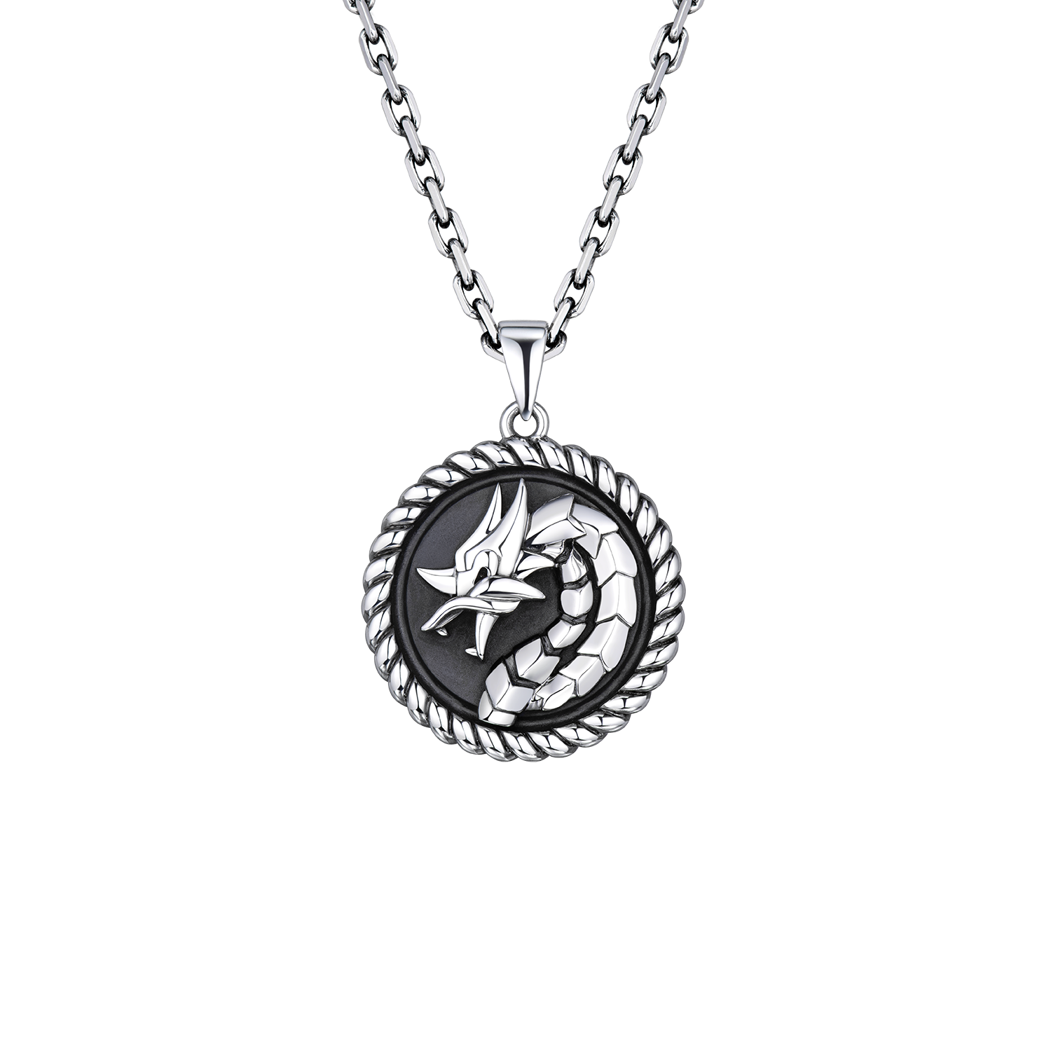CCool Collection "Majestic Dragon" Platinum Necklace 