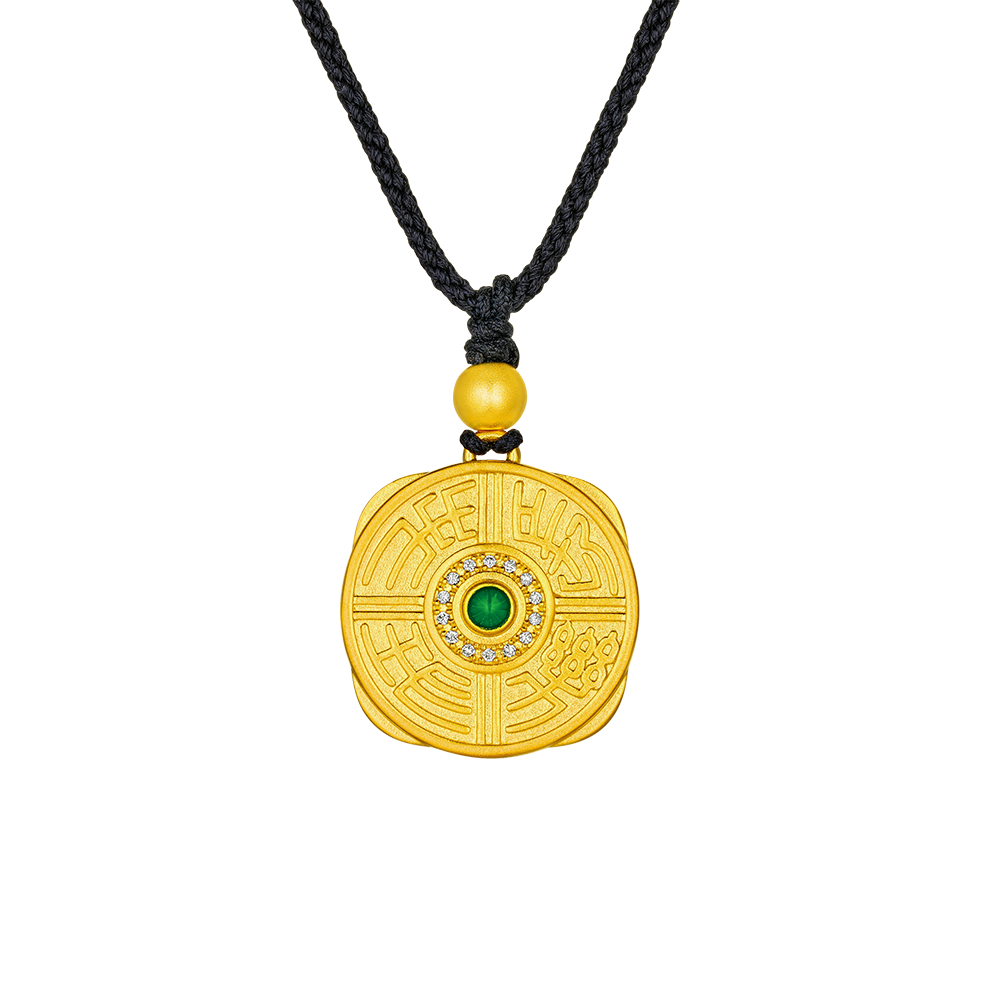 Heirloom Fortune Collection "Fortune to Your Family" Gold Pendant with Diamonds