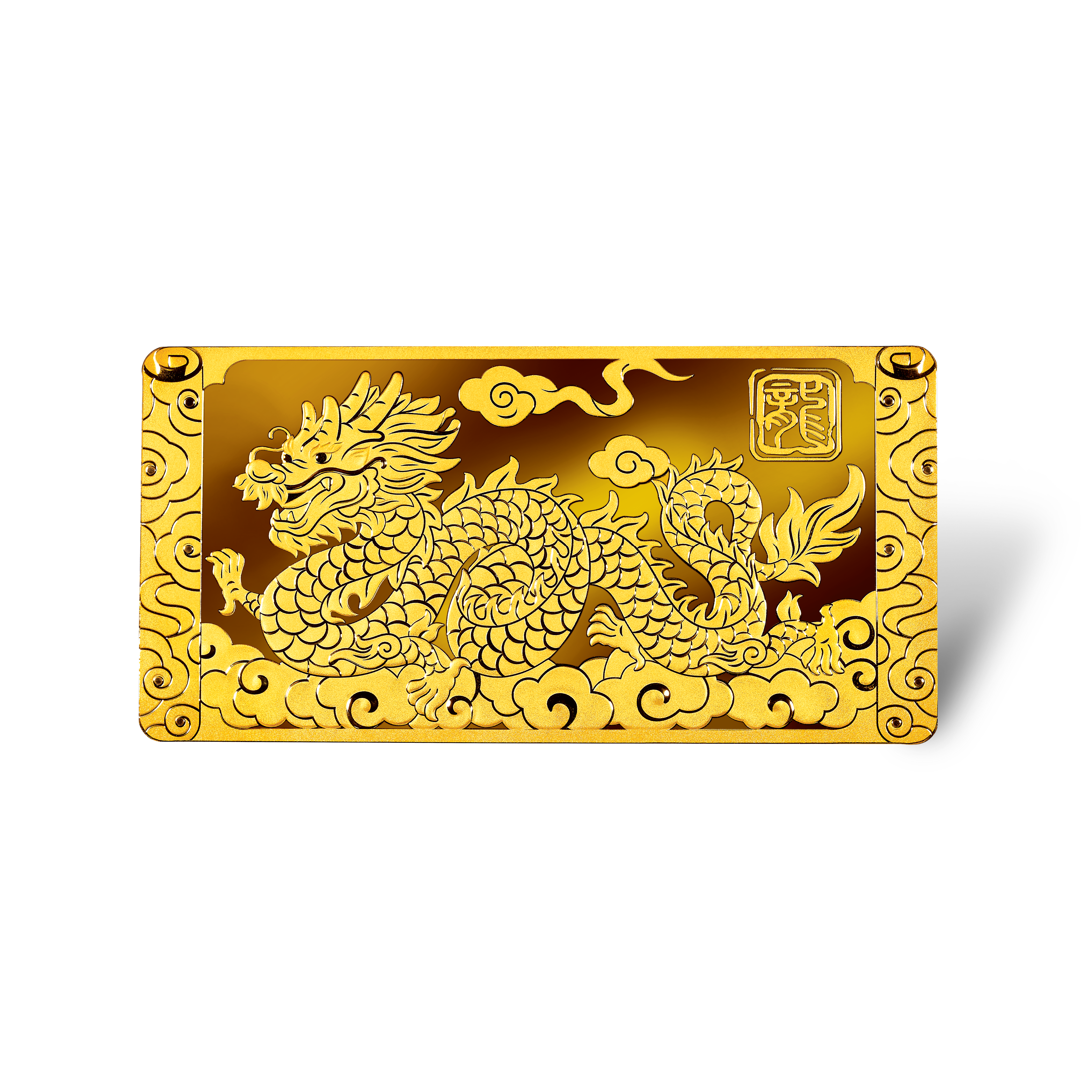 Fortune Dragon Collection "Flying Dragon" Wide Gold Bar