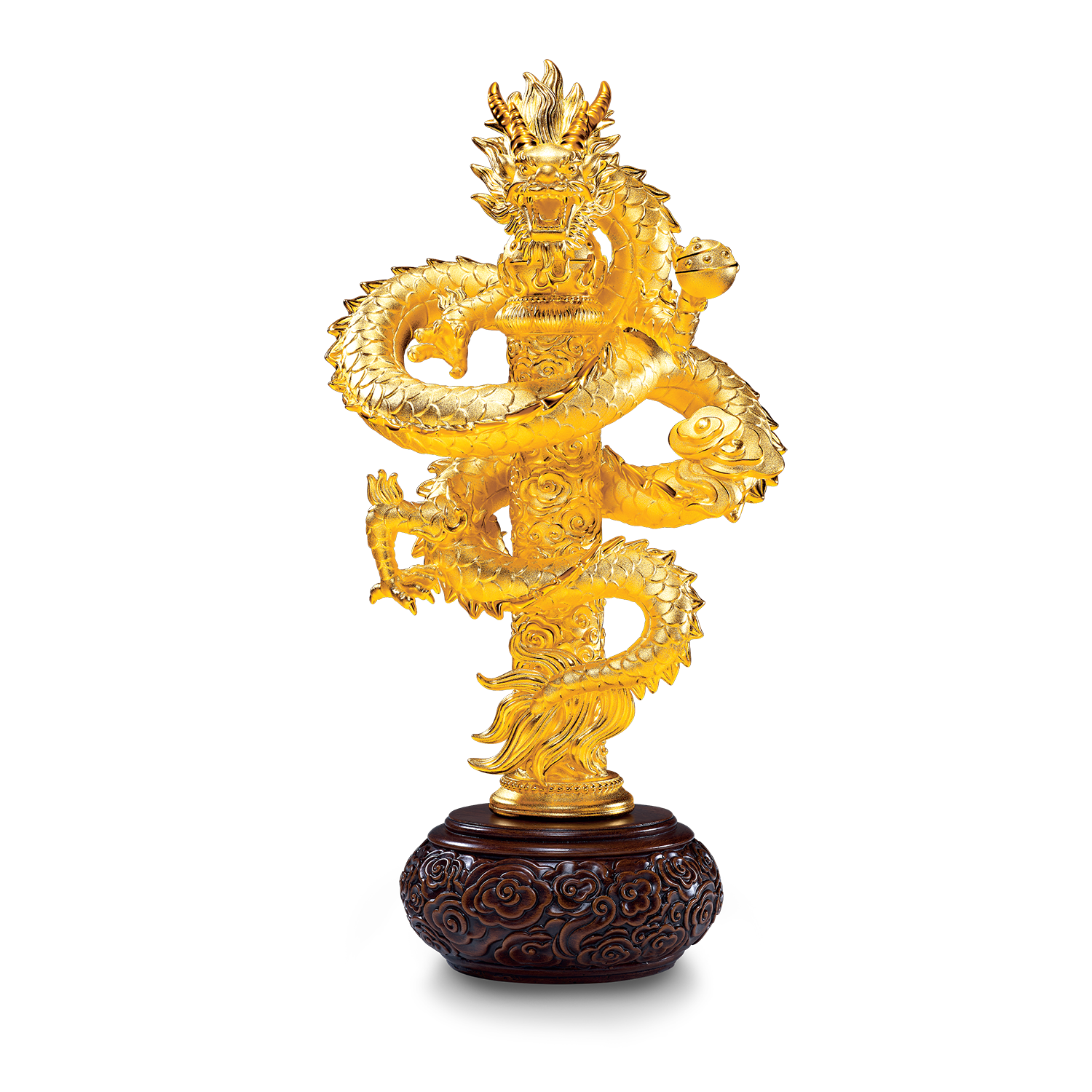 Fortune Dragon Collection "Dragon Coiling around Column" Solid Gold Figurine