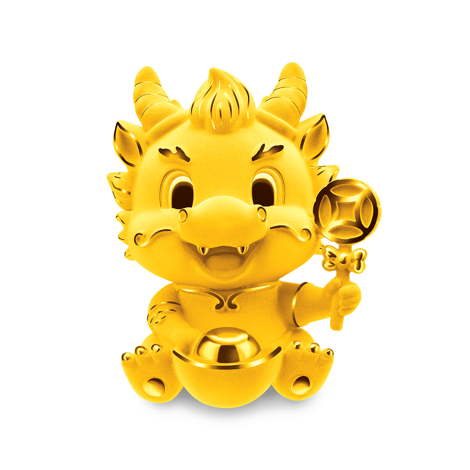 Fortune Dragon Collection "Happy Baby Dragon" Gold Figurine in Crystal Ball Music Box