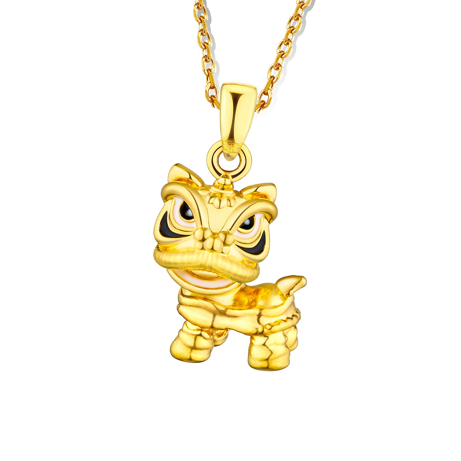 "Dancing Gold Lion" Gold Pendant