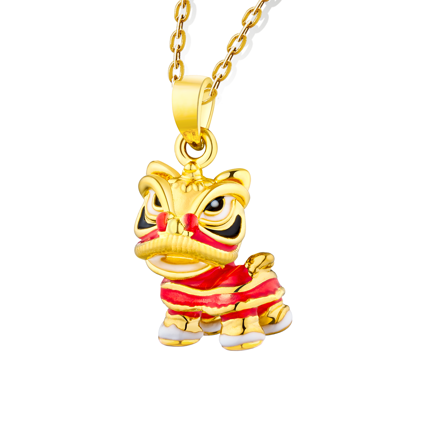 "Dancing Red Lion" Gold Pendant