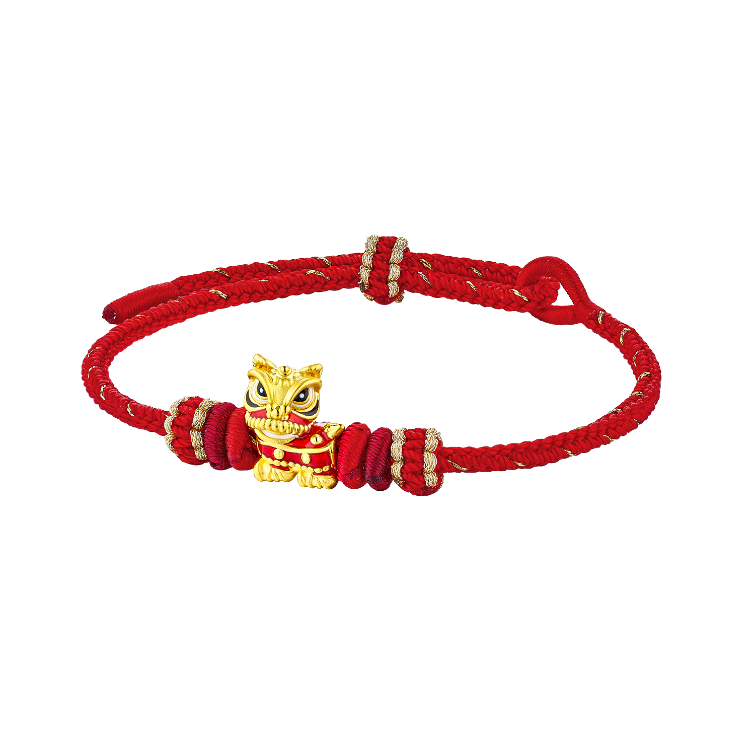 "Dancing Red Lion" Gold Charm Bracelet